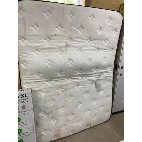 QUEEN SIZE MATTRESS - COULD USE CLEANING - TEAR ON BACK SIDE