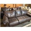 Image 1 : 7FT LEATHER SOFA - USED - HAS SOME LEATHER GONE