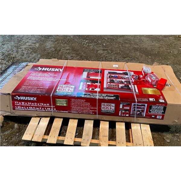 HUSKY 6FT INDUSTRIAL SHELF - GUESSING EVERYTHING THERE BUT BOX IS RIPPED