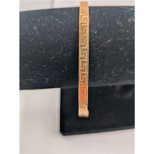 Gold Bracelet Cuff Greek Key Design Marked 10K 5.3 g