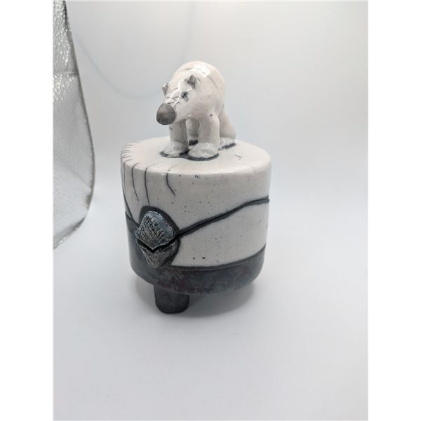 Raku Fired Ceramic by Gary McKague Polar Bear Manitoba