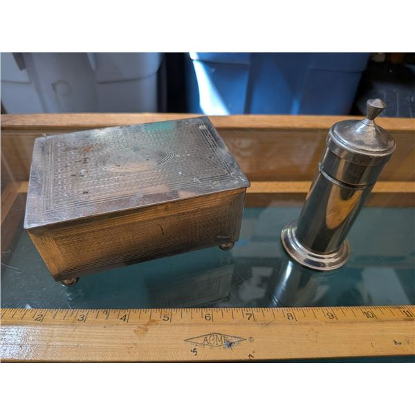 Stainless Toothpick Holder & Wood Inlay Box