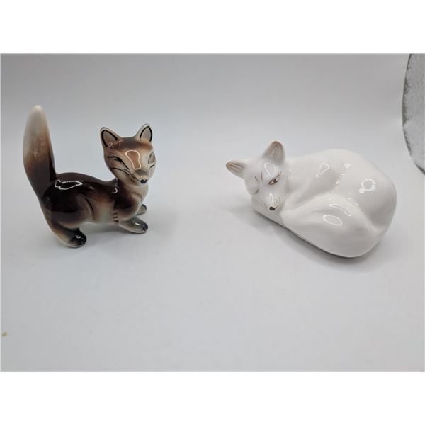 Two Miniature Porcelain Fox - Coalport
