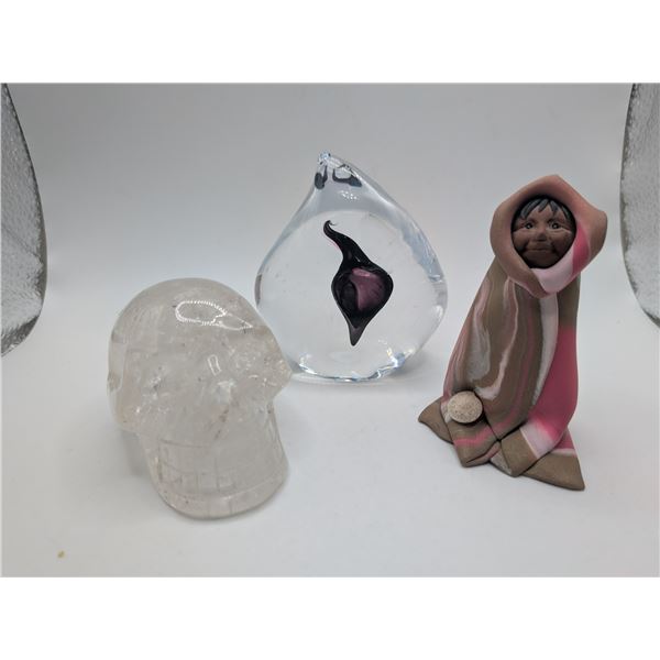 Crystal Skull / Paperweight / WhakaHey Clay Folkart Figurine