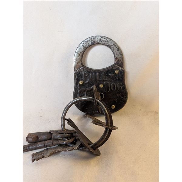 Royal Lock Bull Dog Vintage Lock and Key (s)