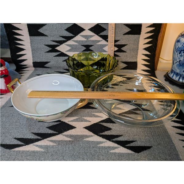 Anchor Hocking Green Fruit Bowl / Vintage Glass Bowl