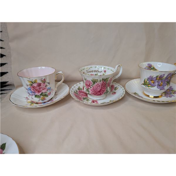 Three X Teacup and Saucer - Royal Albert / Old Royal / etc