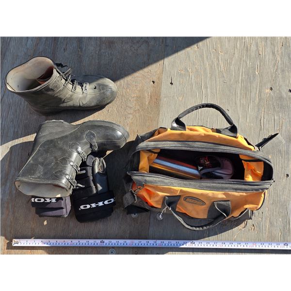 Misc. Lot – Rubber Over-Boots, Hockey Gloves, Toolbag, etc.
