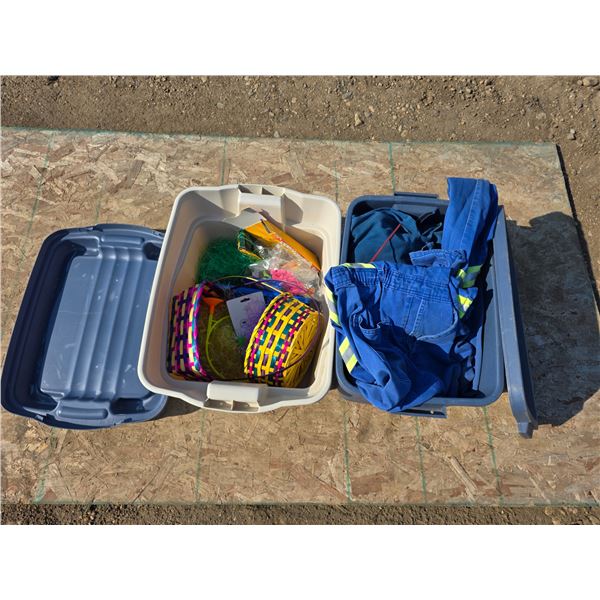(2) Storage Totes w/ Easter Décor, Work Wear, etc.
