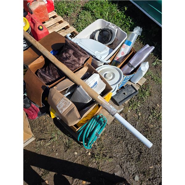 Pallet of Misc. Items – Garden Hose, Cables/Wires, etc.
