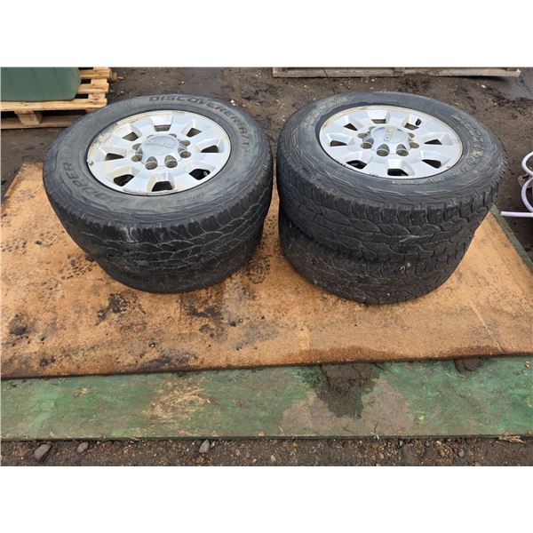 Set of 4 discoverer tires and chevy rimes- 8 bolt- LT265/70R18