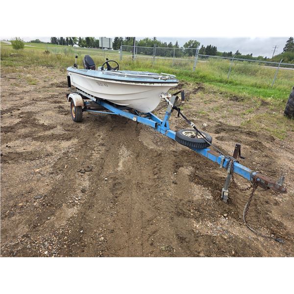 13ft Fiberglass boat and trailer- AS IS