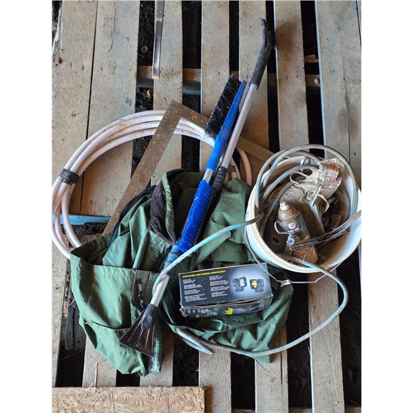 Lot of misc items, snow brushes, tubing