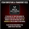 Image 1 : Item Forfeiture & Transport, Shipping, Delivery Fees & Conditions