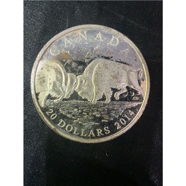2014 Canada $20 .9999 Fine Silver Coin With Bison Design, 32g