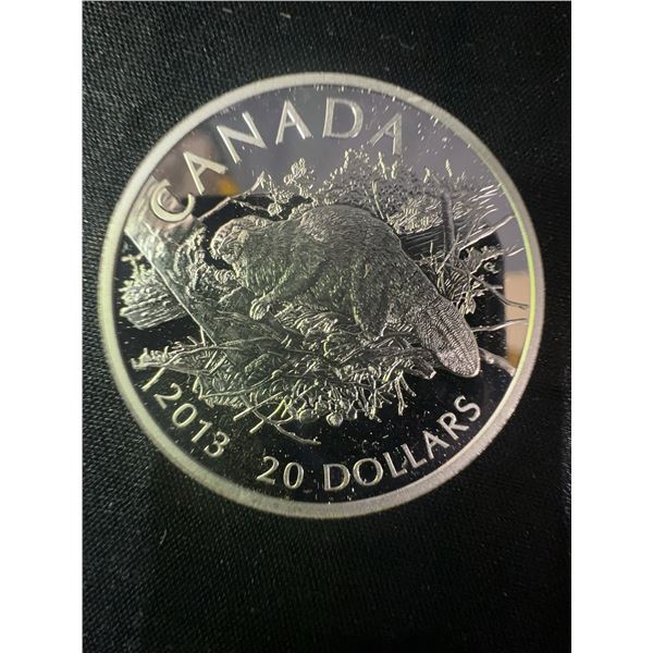 2013 Canadian $20 .9999 Fine Silver Coin, 32g, Beaver Design