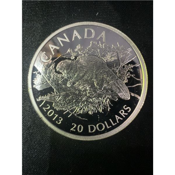 2013 Canadian $20 .9999 Fine Silver Coin, 32g, Beaver Design