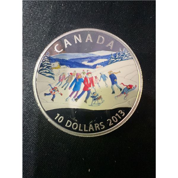 2013 Canada $10 Fine Silver Coin Skating Scene, 16g, .9999