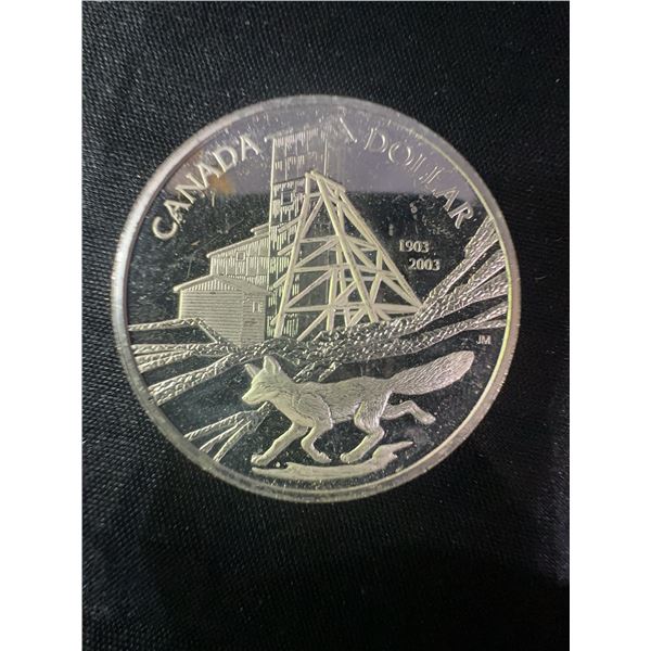 2003 Canada Silver Dollar Coin 1903-2003 Fox and Mining Commemorative