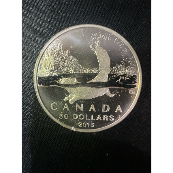 2015 Canada $50 Beaver Coin, .9999 Fine Silver, 16g