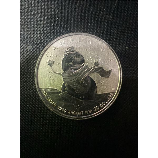 2014 Canada $20 .9999 Fine Silver Snowman Coin, 9g