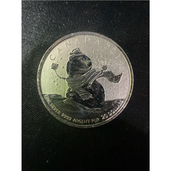 2014 Canada $20 .9999 Fine Silver 9g Snowman Coin