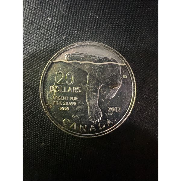 2012 Canada $20 Polar Bear Fine Silver Coin, 9g .9999