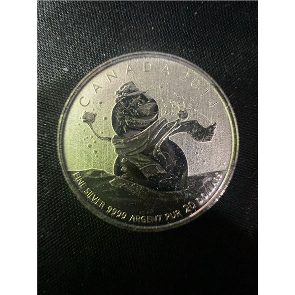 2014 Canadian $20 .9999 Fine Silver 9g Snowman Coin