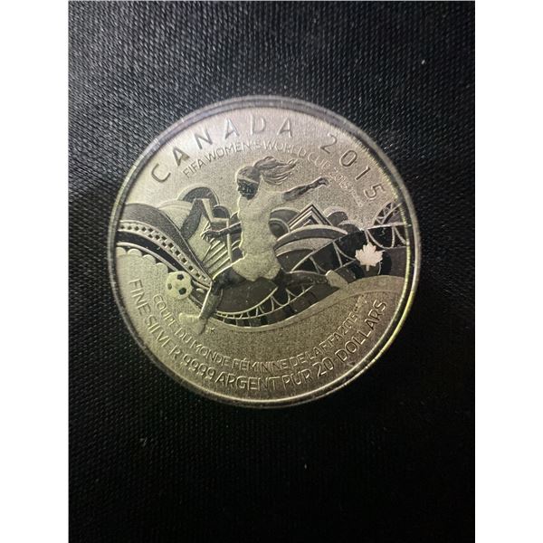 2015 Canada FIFA Women’s World Cup $20 Coin, 9g .9999 Fine Silver