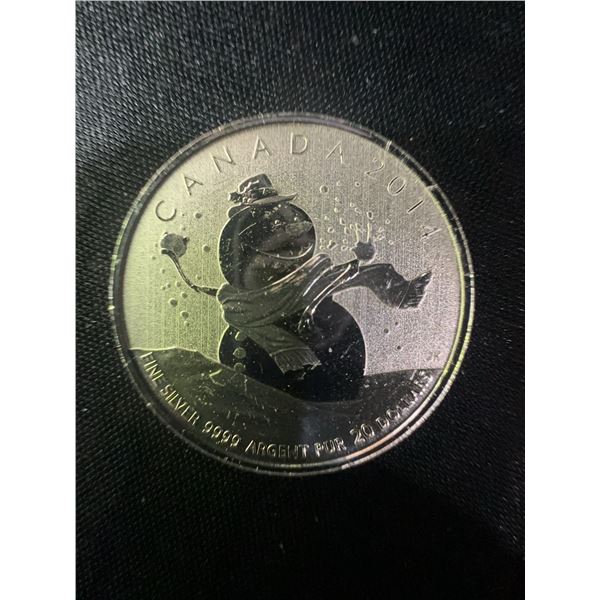 2014 Canada $10 .9999 Fine Silver 9g Snowman Coin