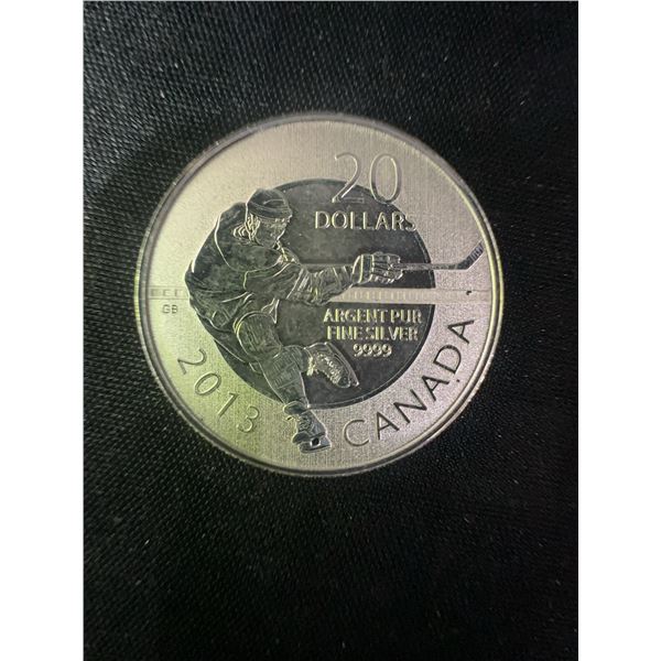 2013 Canada $20 Fine Silver Hockey Themed Coin, 9g, .9999