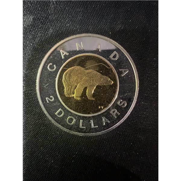 2000 Canada $2 Coin .9999 Fine Silver with 24K Gold Plated Core 9g