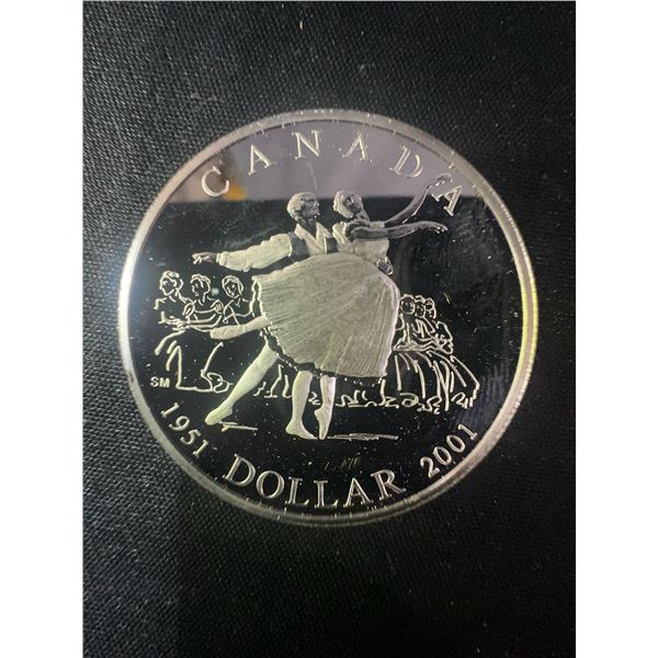 2001 Canada The Royal Ballet Dollar, .925 Sterling Silver Coin