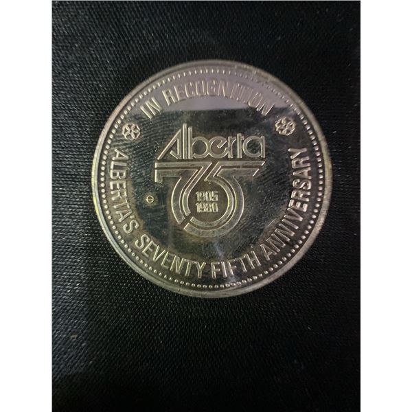 Alberta 75th Anniversary .925 Sterling Silver 11g Commemorative Medal