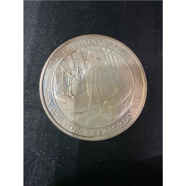 Captain Cook Navigator Extraordinary .925 Sterling Silver Medal 36.9g