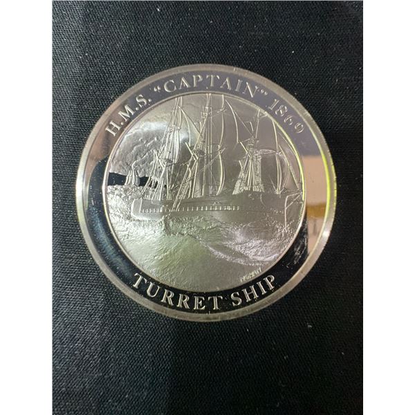 H.M.S. Captain 1869 Turret Ship .925 Sterling Silver Medal