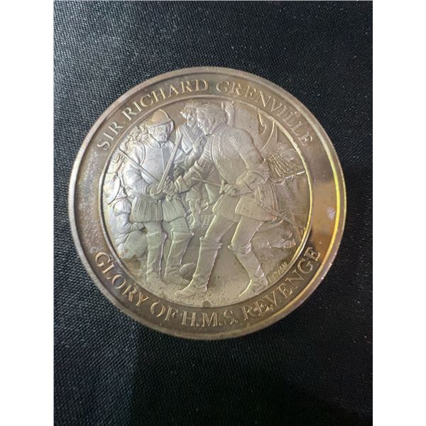 Sir Richard Grenville .925 Sterling Silver Medal, Mountbatten Medallic History Series