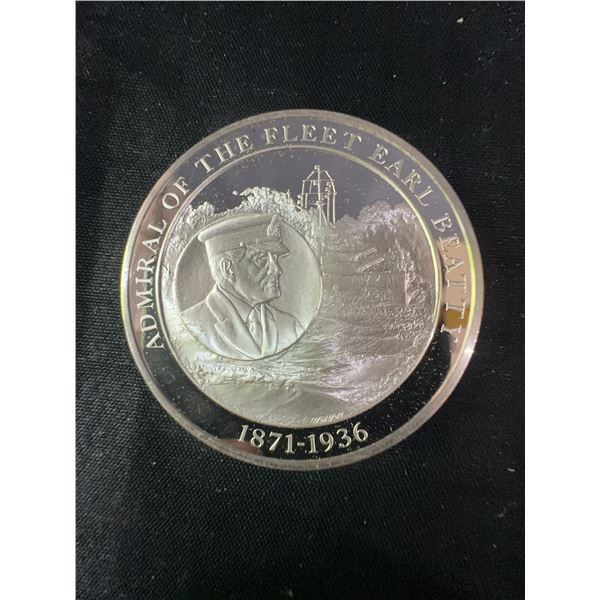 Admiral Earl Beatty .925 Sterling Silver Coin, Mountbatten Series, 36.9g