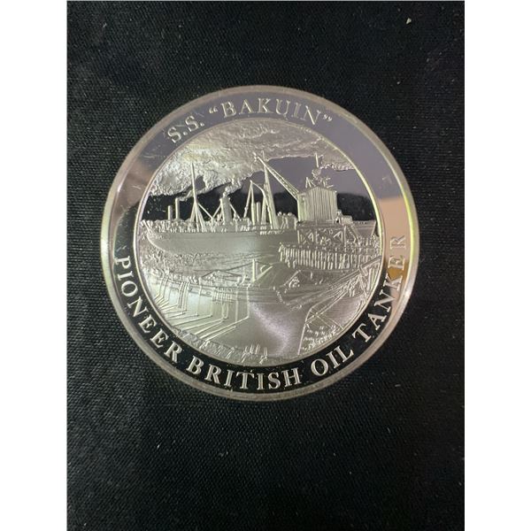 S.S. Bakuin Pioneer British Oil Tanker .925 Sterling Silver Medal