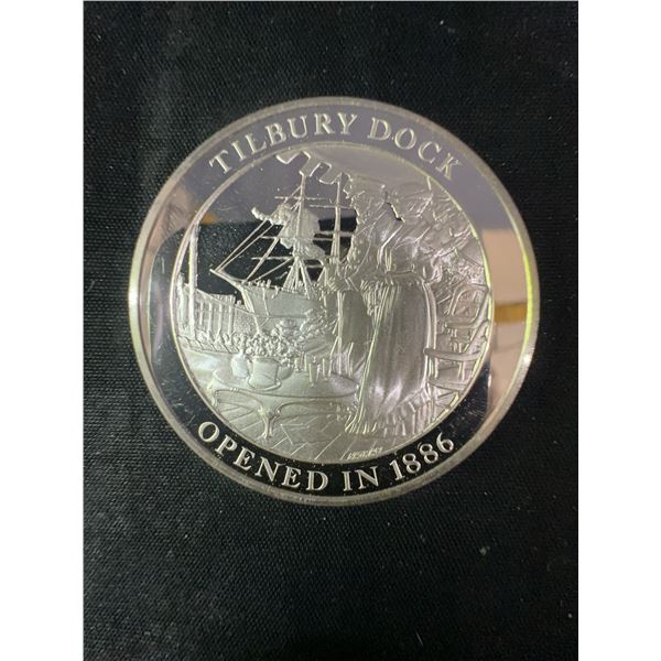 Tilbury Dock 1886 Sterling Silver Coin, Mountbatten Series, 36.9g