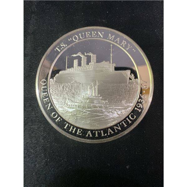 Queen Mary T.S. "Queen of the Atlantic" .925 Sterling Silver Coin, Mountbatten Series