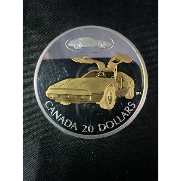 2003 Canada $20 .925 Silver Coin With Gold-Plated Car Design