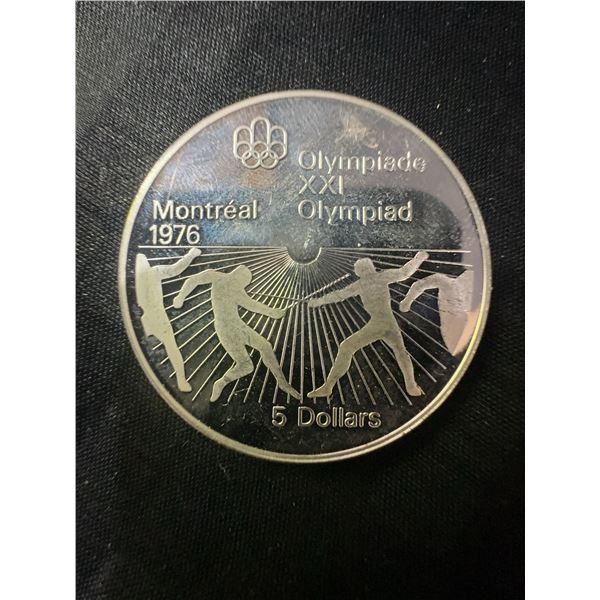 1976 Montreal Olympics $5 .925 Sterling Silver Coin, 24.3g