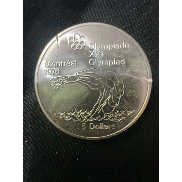 1976 Montreal Olympics $5 Sterling Silver Coin, 24.3g, .925 Silver