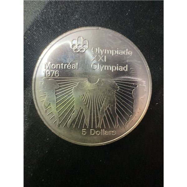 1976 Montreal Olympics $5 .925 Sterling Silver Coin, 24.3g