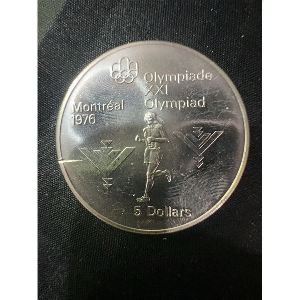 1976 Montreal Olympics $5 .925 Sterling Silver Coin, 24.3g
