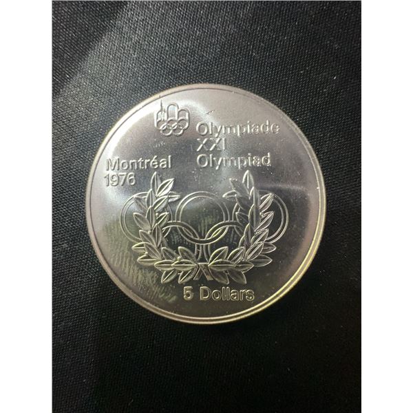 1976 Montreal Olympics $5 .925 Sterling Silver Coin, 24.3g