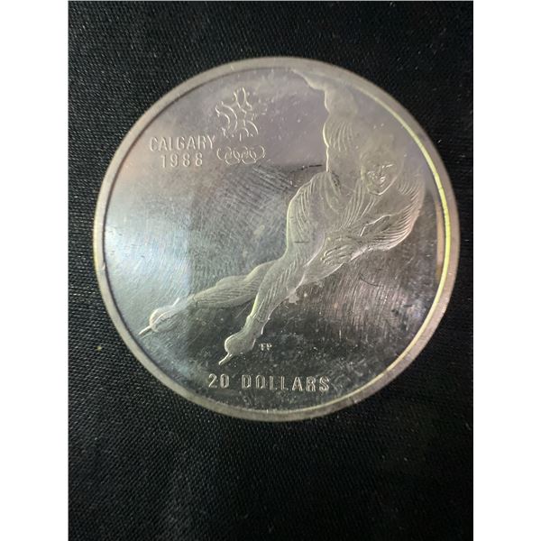 1985 Canada $20 Silver Coin Calgary 1988 Olympics Speed Skating