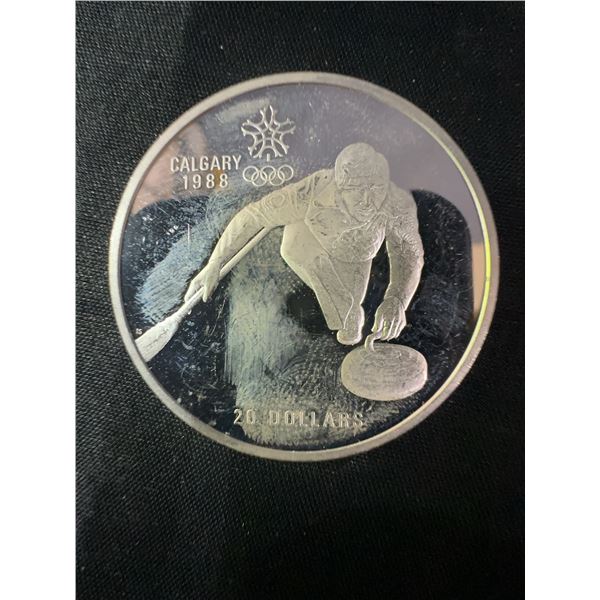 1988 Calgary Winter Olympics $20 .925 Silver Coin, 34.07g