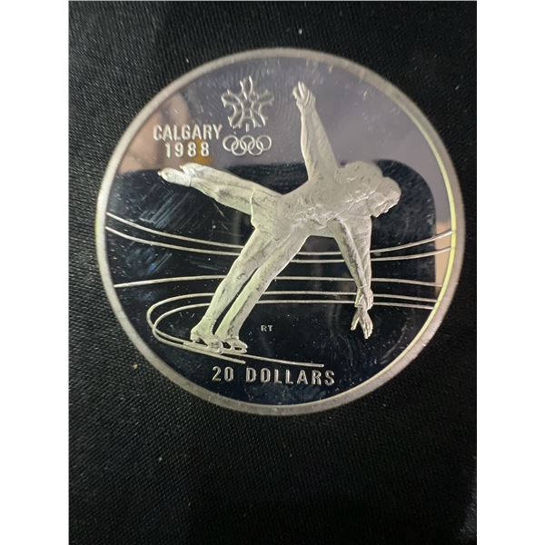 1988 Calgary Winter Olympics $20 Sterling Silver Coin, 34.07g